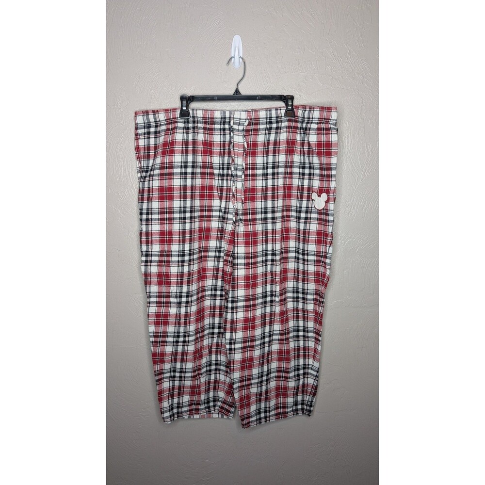 Disney Parks Womens 1X Red Black White Mickey Plaid Flannel Cotton Pajama Set - Picture 8 of 12